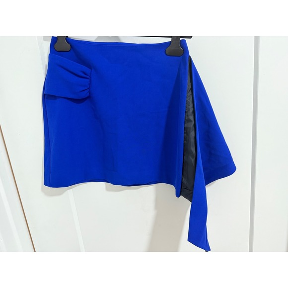 Zara Basic Collection Blue Mini‎ Skirt Women's XS Knot Front Fitted - Picture 5 of 6